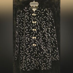 J.B.S. LTD Velvet Black and Silver Patterned Coat